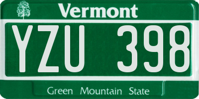VT license plate YZU398
