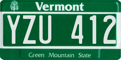 VT license plate YZU412