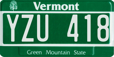 VT license plate YZU418