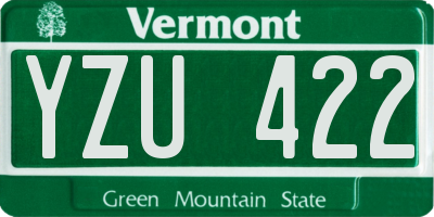 VT license plate YZU422