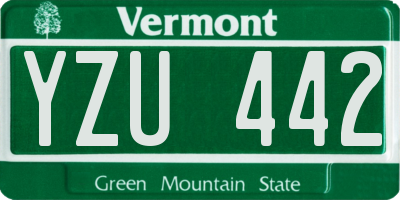 VT license plate YZU442
