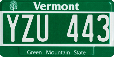 VT license plate YZU443