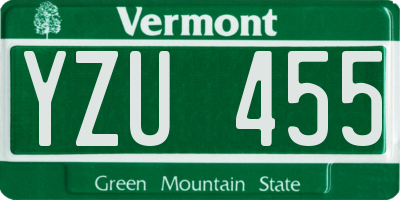 VT license plate YZU455