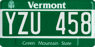 VT license plate YZU458