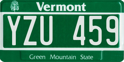 VT license plate YZU459