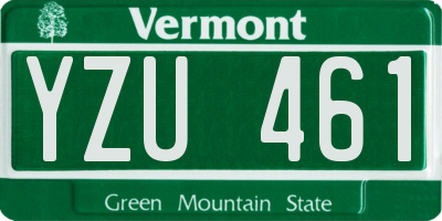 VT license plate YZU461