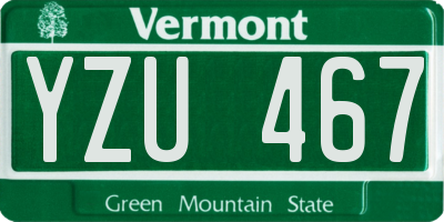 VT license plate YZU467