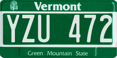 VT license plate YZU472