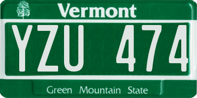 VT license plate YZU474