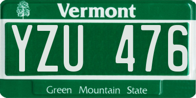 VT license plate YZU476