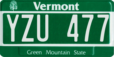 VT license plate YZU477