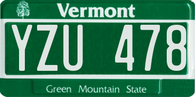 VT license plate YZU478