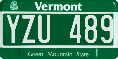 VT license plate YZU489