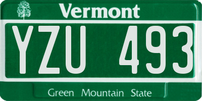 VT license plate YZU493
