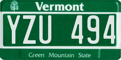VT license plate YZU494