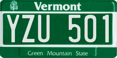 VT license plate YZU501