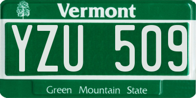 VT license plate YZU509