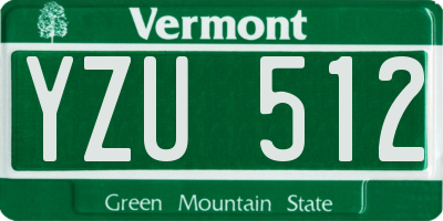VT license plate YZU512