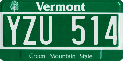 VT license plate YZU514