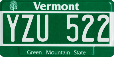 VT license plate YZU522