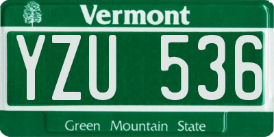 VT license plate YZU536