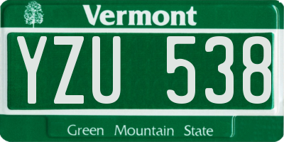 VT license plate YZU538
