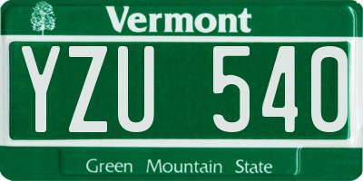 VT license plate YZU540
