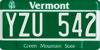 VT license plate YZU542