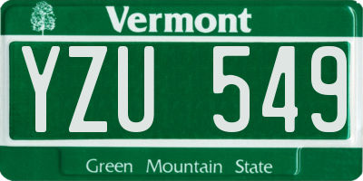 VT license plate YZU549