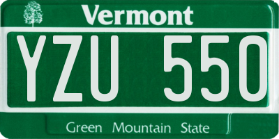 VT license plate YZU550
