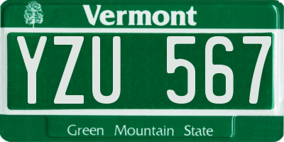 VT license plate YZU567