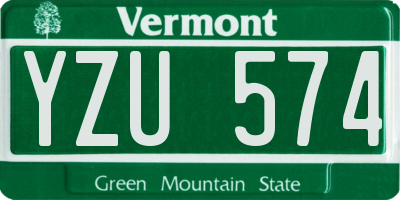 VT license plate YZU574