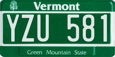 VT license plate YZU581