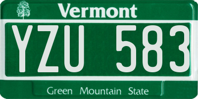 VT license plate YZU583
