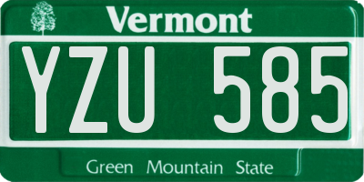 VT license plate YZU585