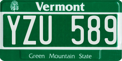 VT license plate YZU589