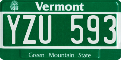 VT license plate YZU593