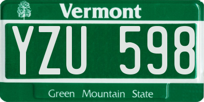 VT license plate YZU598