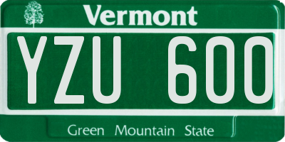VT license plate YZU600