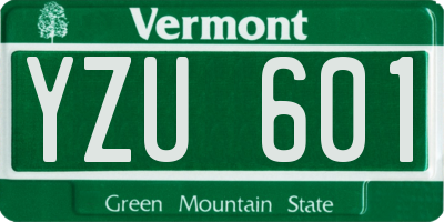 VT license plate YZU601