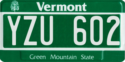 VT license plate YZU602