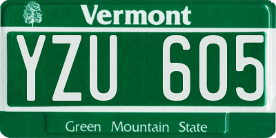 VT license plate YZU605
