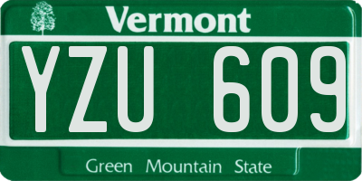 VT license plate YZU609