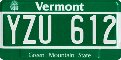 VT license plate YZU612