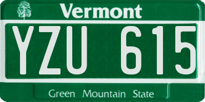 VT license plate YZU615
