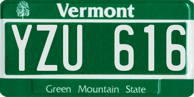 VT license plate YZU616
