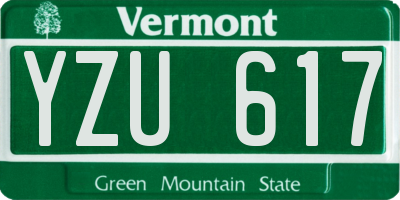 VT license plate YZU617