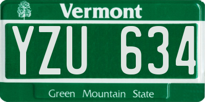 VT license plate YZU634