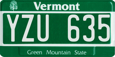 VT license plate YZU635