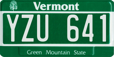 VT license plate YZU641